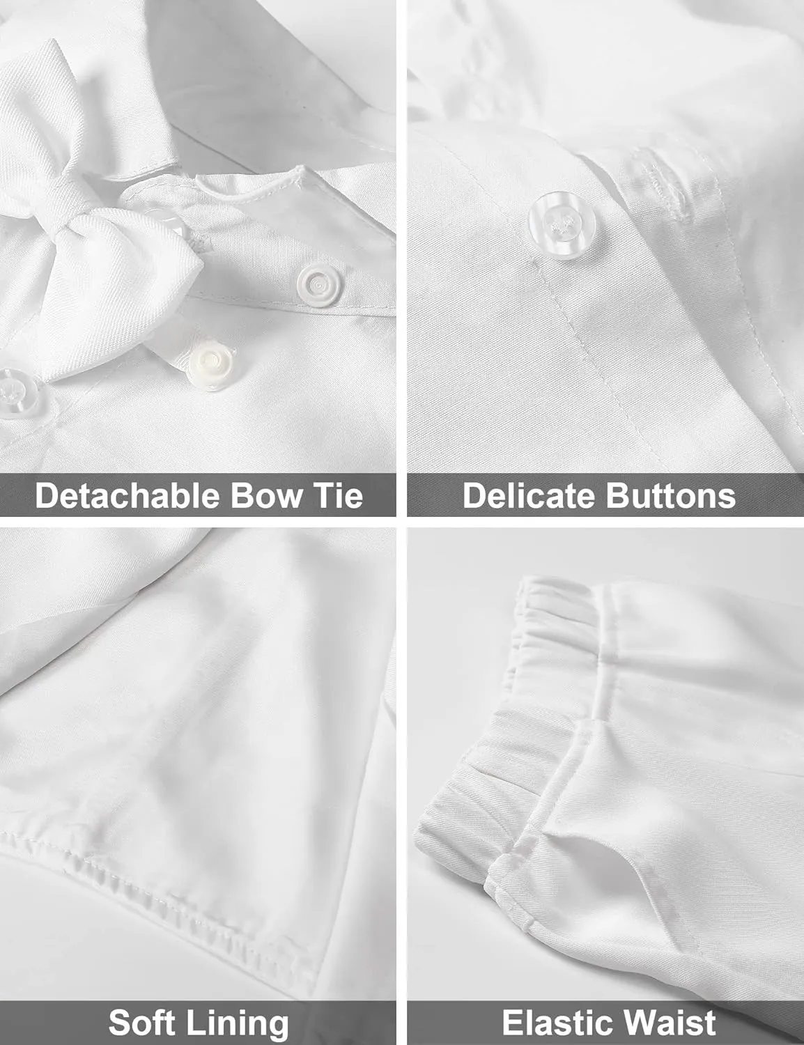 A&J DESIGN Toddler Suit, Gentleman Outfit for boys, 3pcs Clothes Set Shirt & Vest & Shorts with Bowtie