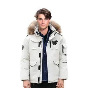abbee White 3XL Winter Fur Hooded Down Jacket Stylish Lightweight Quilted Warm Puffer Coat