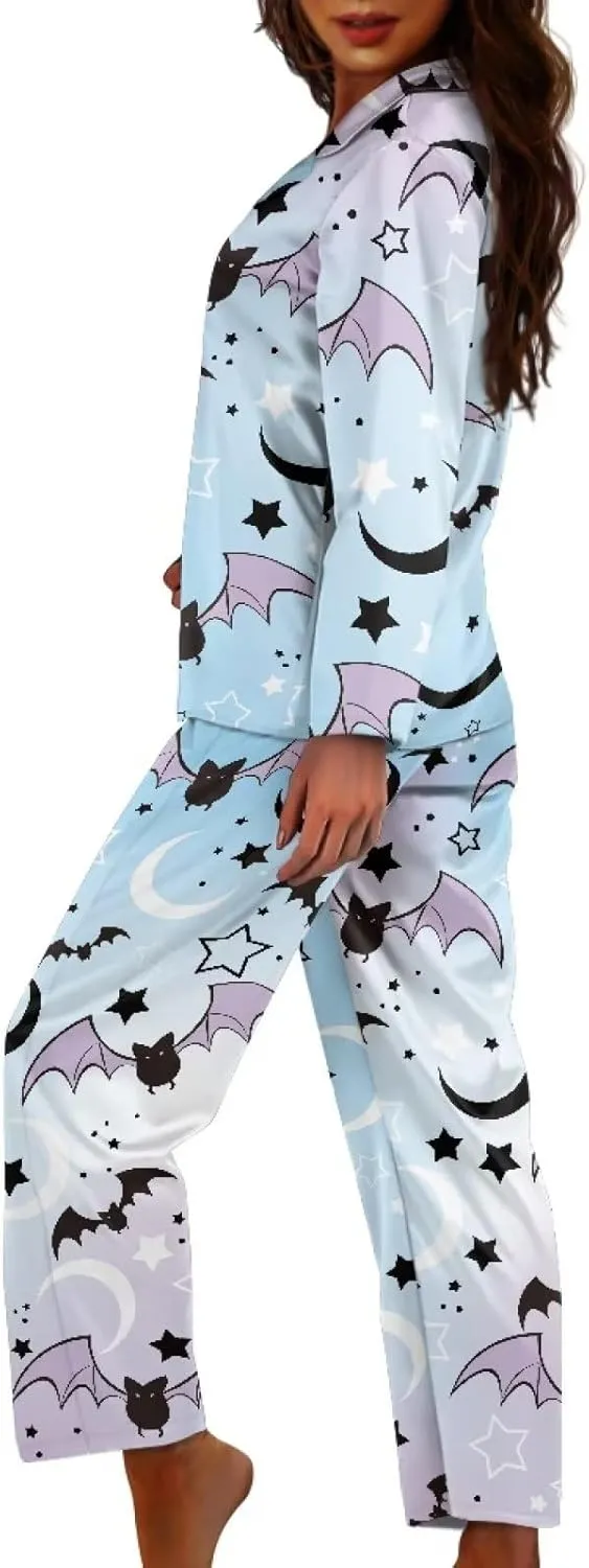 AFPANQZ Women's Pajamas Set Soft Long Sleeves Tops Button Down Shirts with Full Length Pants Home Sleepwear Nightgown XS-4XL