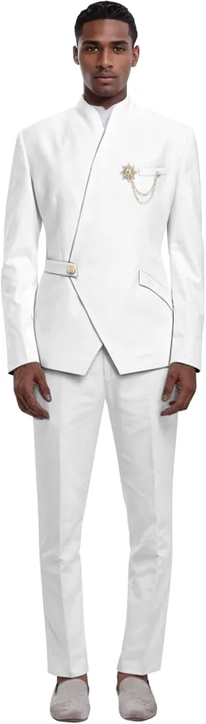 African Suits for Men One Button Brooch Blazer and Pants 2 Piece Set Dashiki Attire for Party Wedding