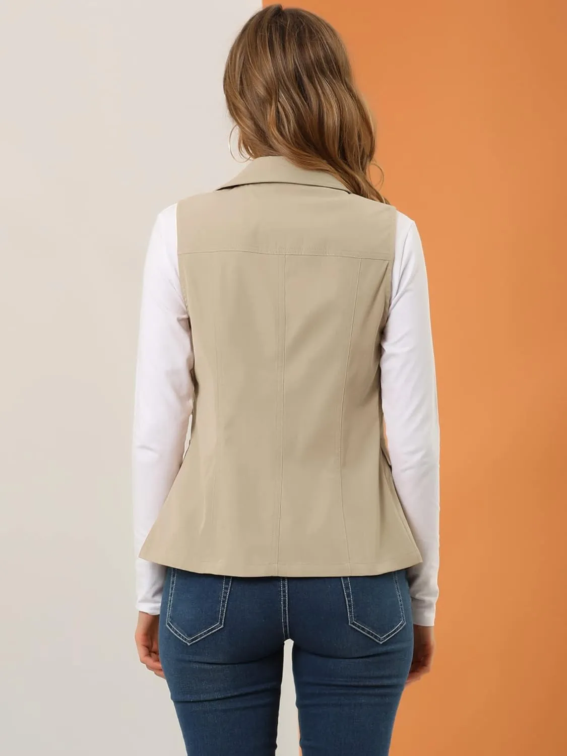 Allegra K Women's Travel Vest with Pockets Summer Sleeveless Cargo Utility Vest