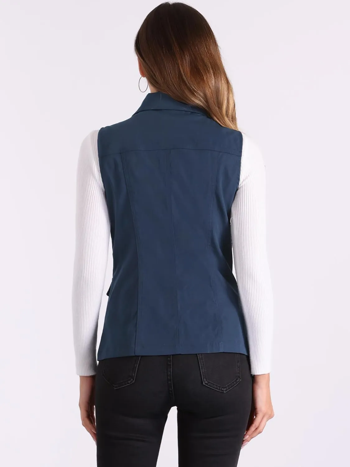 Allegra K Women's Travel Vest with Pockets Summer Sleeveless Cargo Utility Vest