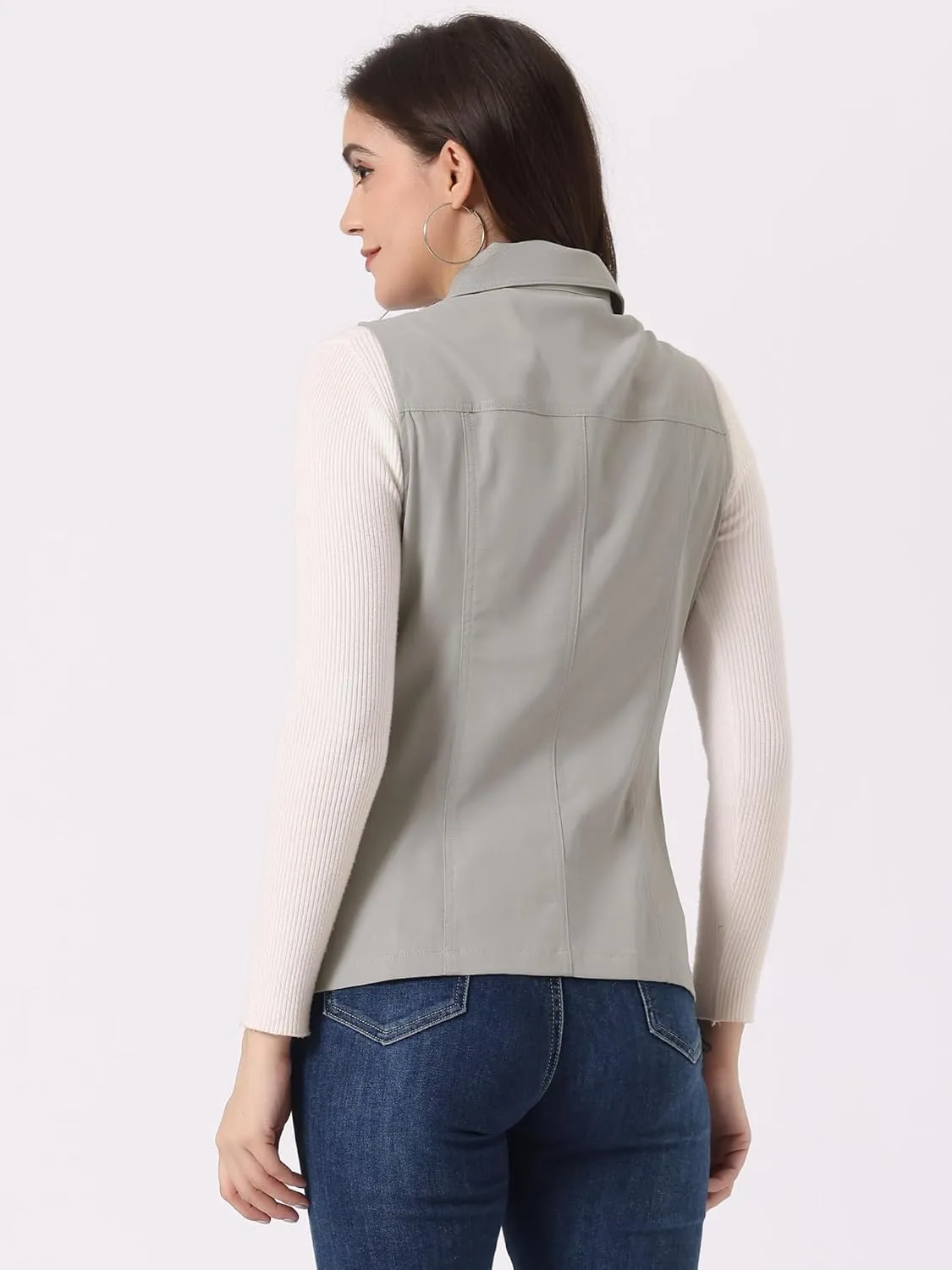 Allegra K Women's Travel Vest with Pockets Summer Sleeveless Cargo Utility Vest