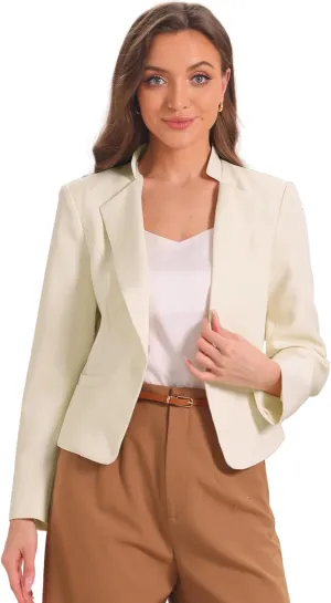 Allegra K Work Blazer for Women's Long Sleeve Stand Lapel Collar Pockets Button Business Suit Jacket