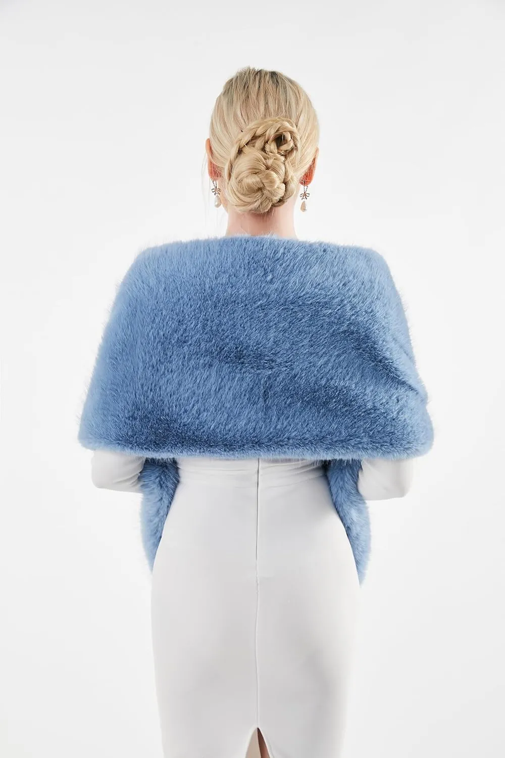 AMTFBY Women's Faux Fur Wrap Cross Shawl For Winter Evening Party Cape