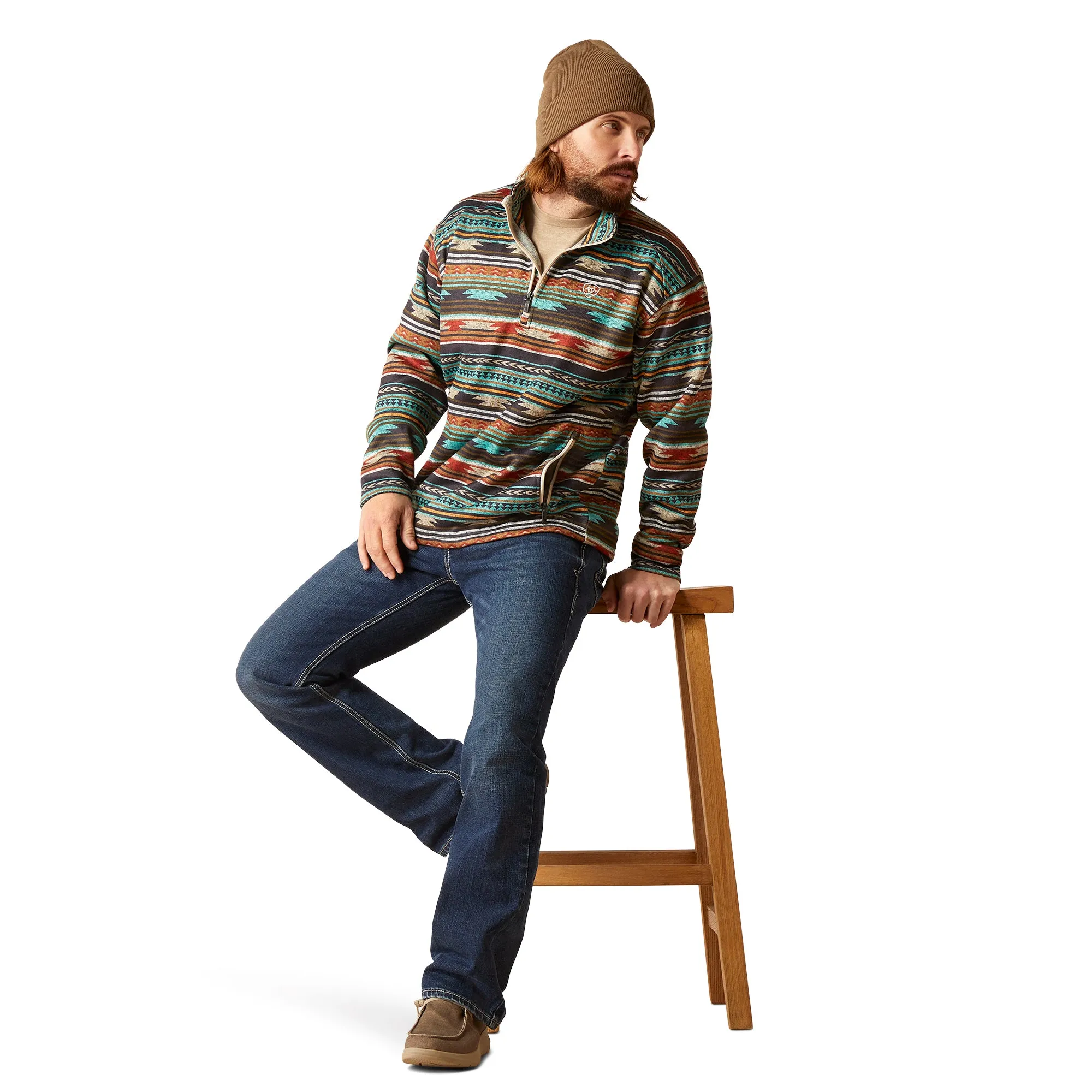 Ariat Men's Caldwell 1/4 Zip Biscay Bay Serape Pullover Sweater 10046668