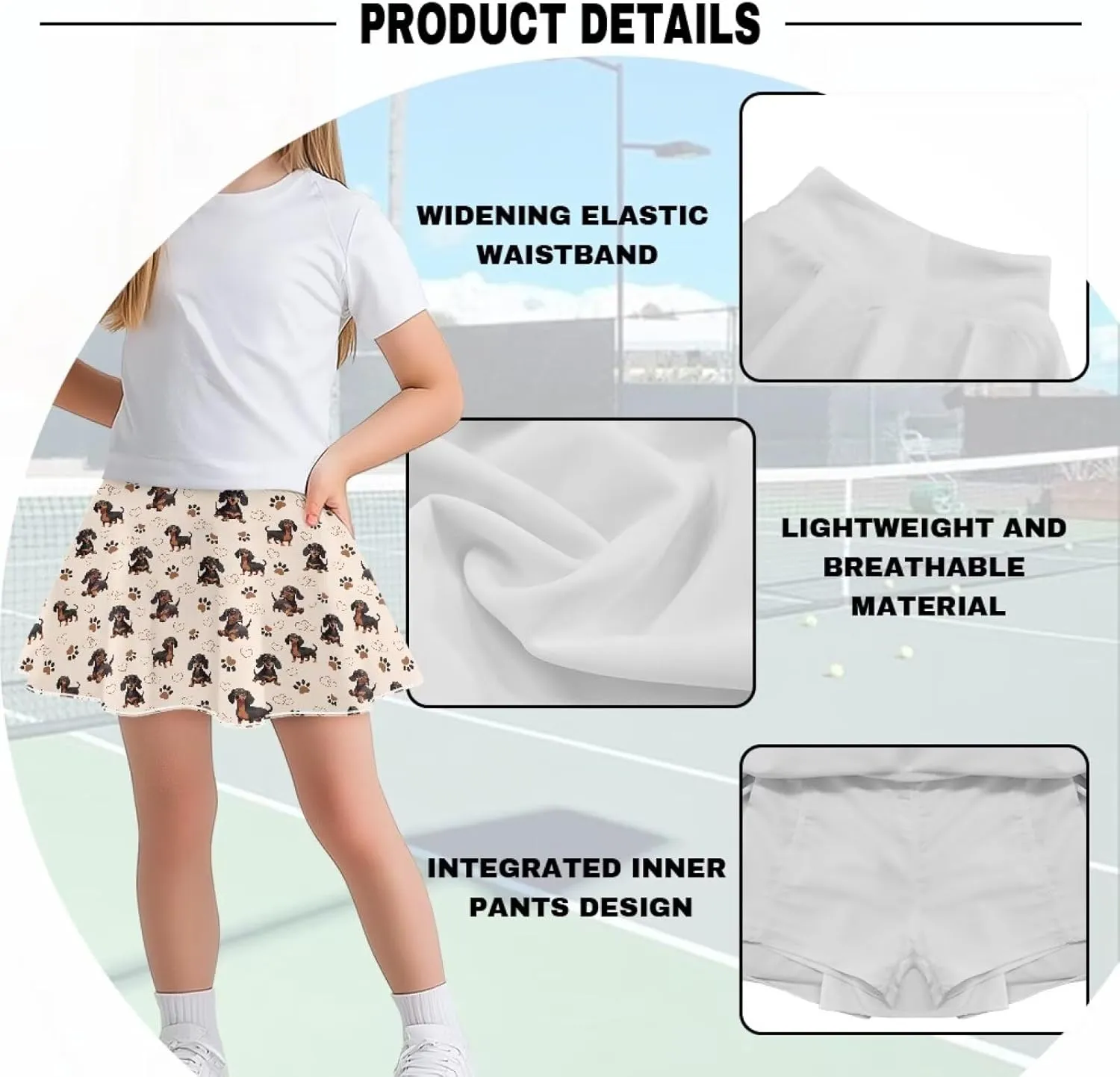 Athletic Skort for Girls 5-14 Flowy Skort with Pocket Summer Sports Skirt Yoga Dance Tennis