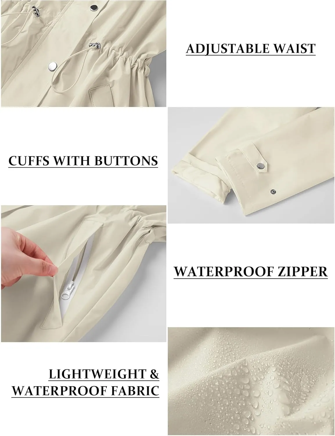 Avoogue Rain Jacket for Women Waterproof Lightweight Hooded Raincoat for Hiking Travel Outdoor