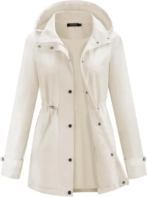 Avoogue Rain Jacket for Women Waterproof Lightweight Hooded Raincoat for Hiking Travel Outdoor