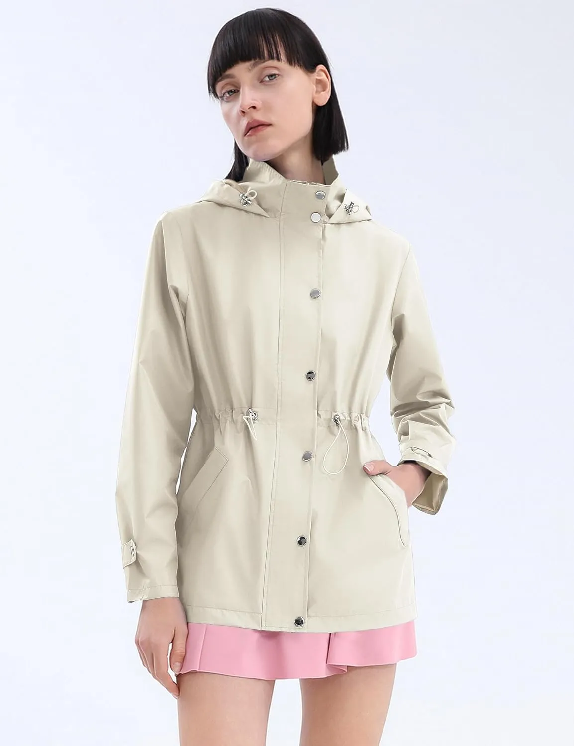Avoogue Rain Jacket for Women Waterproof Lightweight Hooded Raincoat for Hiking Travel Outdoor