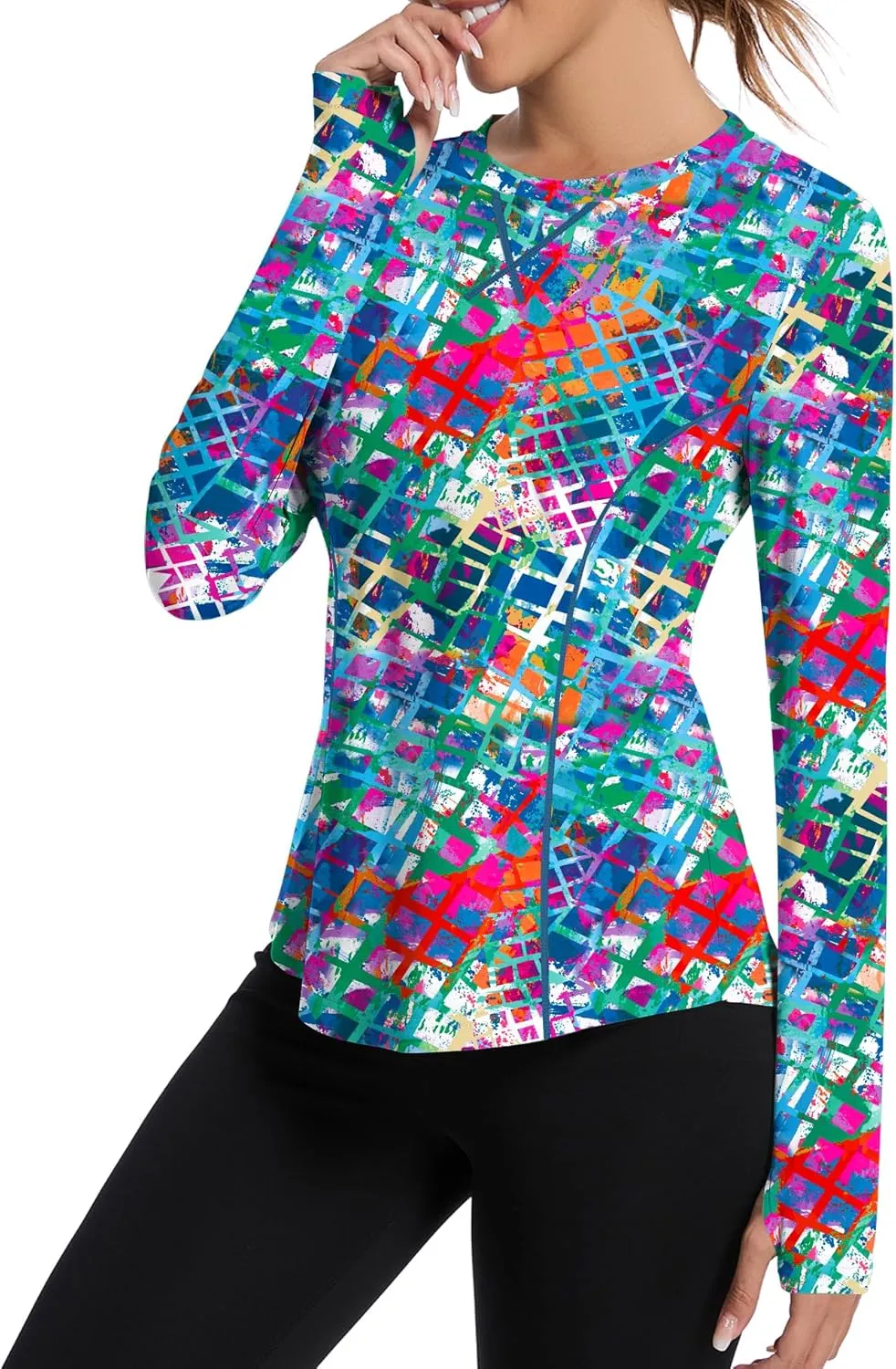 Avoogue Women UPF 50  UV Shirts Long Sleeve with Thumb Holes Workout Sun Shirt Quick Dry Athletic Hiking Running Tops