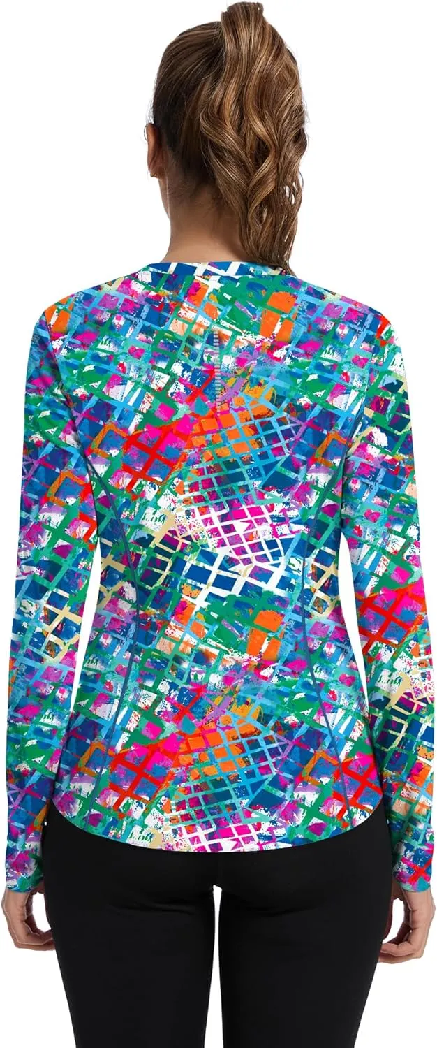 Avoogue Women UPF 50  UV Shirts Long Sleeve with Thumb Holes Workout Sun Shirt Quick Dry Athletic Hiking Running Tops