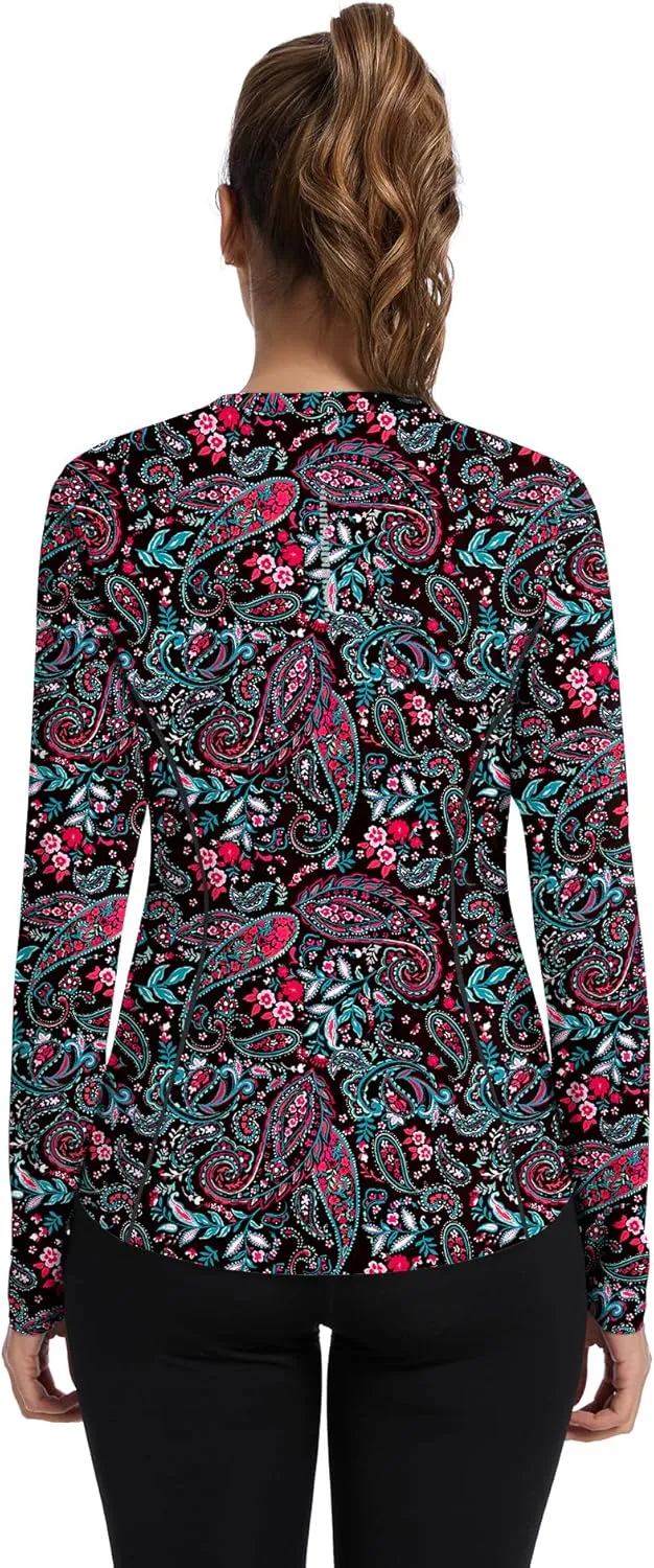 Avoogue Women UPF 50  UV Shirts Long Sleeve with Thumb Holes Workout Sun Shirt Quick Dry Athletic Hiking Running Tops