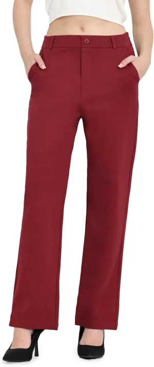 Balleay Art Women Straight Leg Dress Pants High Elastic Waisted Slacks Business Casual Work Office Trousers