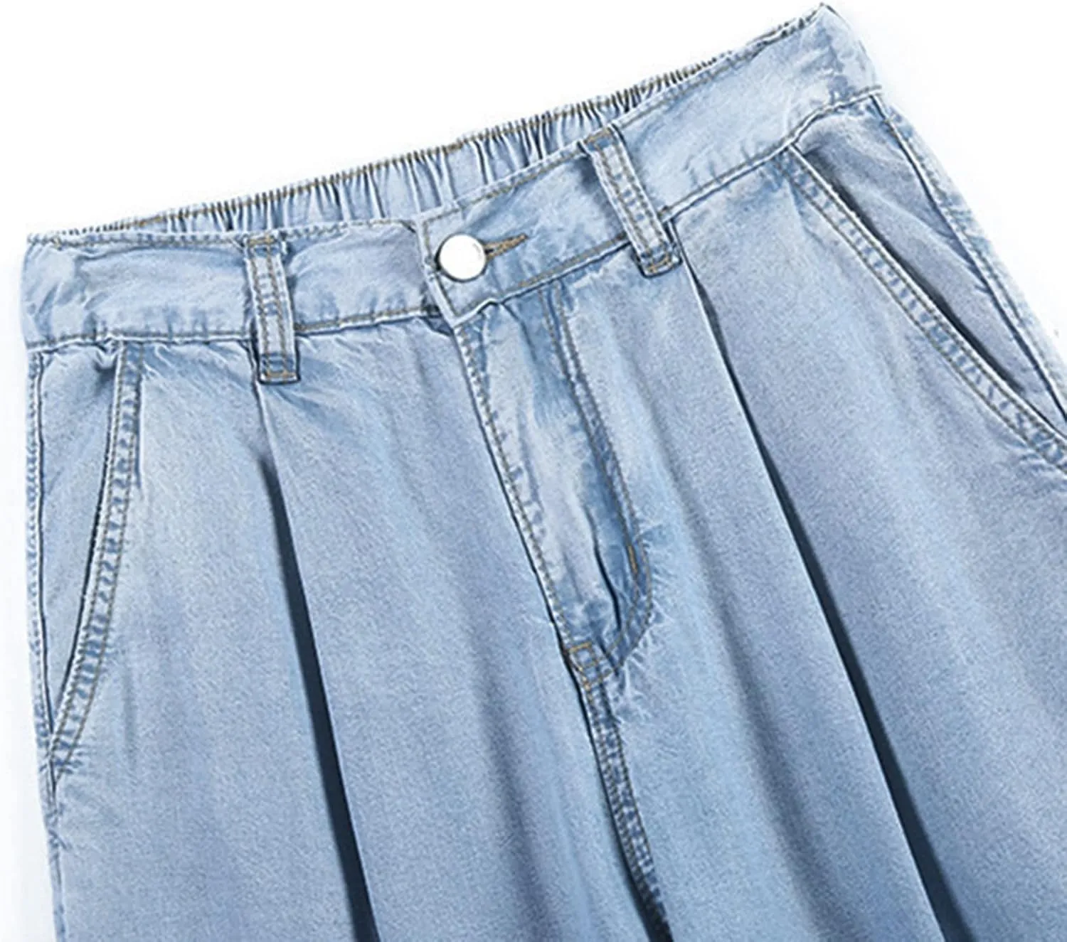 Barrel Jeans for Women Trendy 2025 High Waist Stretchy Straight Wide Leg Casual Cropped Horseshoe Denim Pants Trouser
