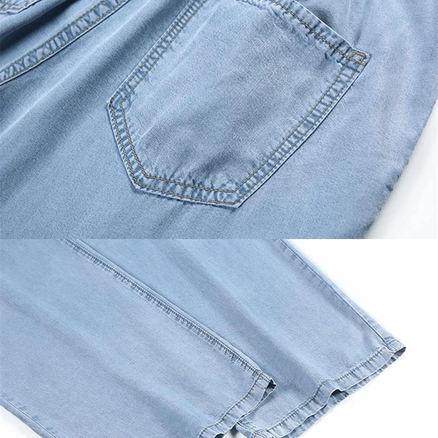 Barrel Jeans for Women Trendy 2025 High Waist Stretchy Straight Wide Leg Casual Cropped Horseshoe Denim Pants Trouser
