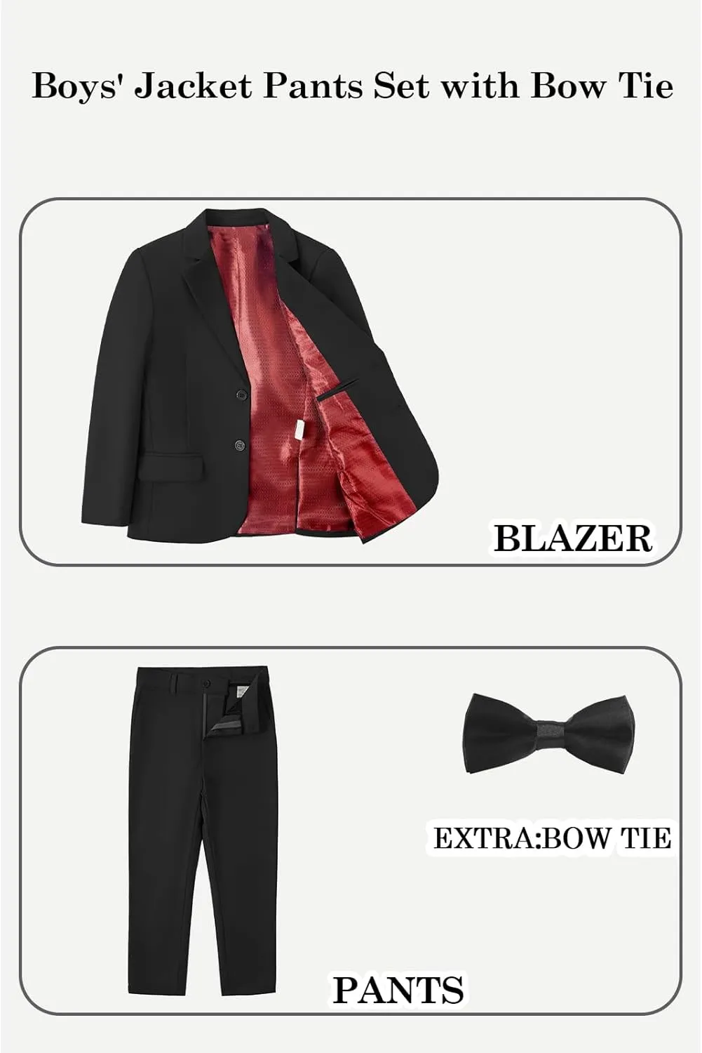Boys' Suits 2-Piece Formal Slim Fit Suit Set for Boys Wedding Ring Bearer Outfit with Blazer and Pants
