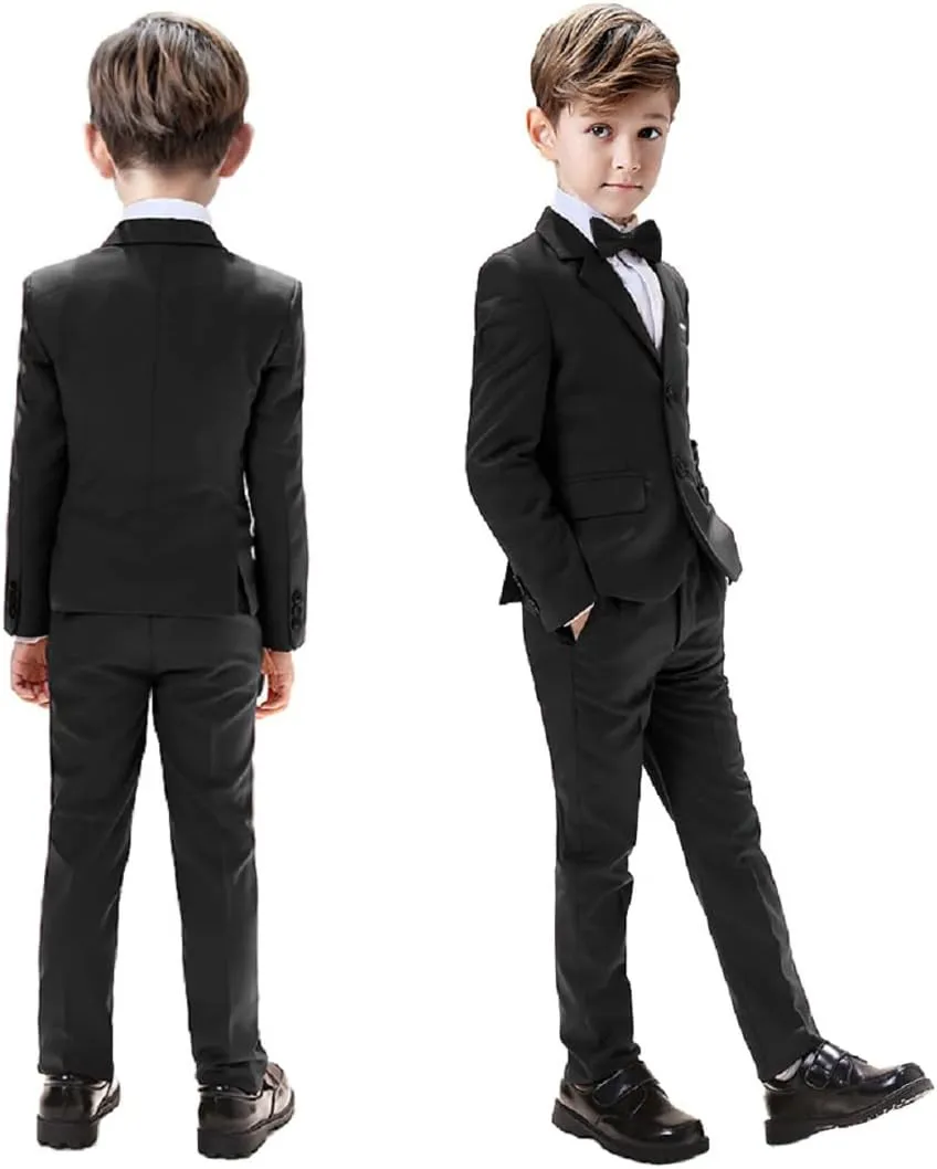 Boys Suits 5 Pieces Slim Fit Blazer Pants Black Blue Outfit Suit for Wedding