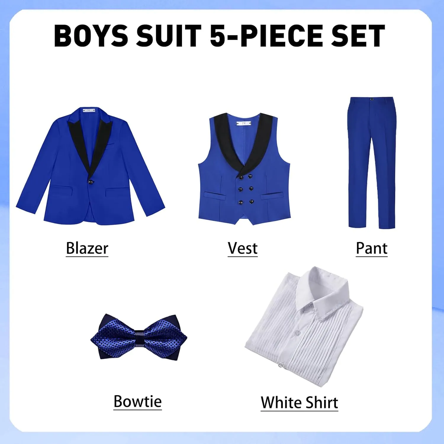 Boys Suits Slim Fit 5 Piece Toddler Tuxedo Suit Set for Teen Boy Formal Dress Clothes Peaked Lapel Kids Wedding Outfit