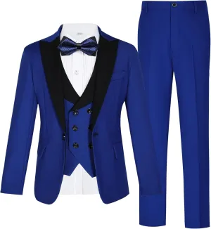 Boys Suits Slim Fit 5 Piece Toddler Tuxedo Suit Set for Teen Boy Formal Dress Clothes Peaked Lapel Kids Wedding Outfit