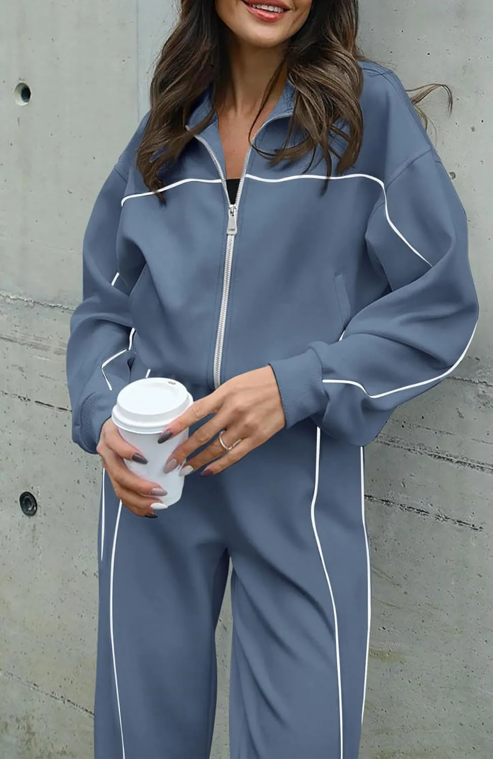 BTFBM Women's Two Piece Tracksuit Fall 2025 Long Sleeve Zip Up Sweatshirt Long Pants Outfits Jogger Sweatsuit Sets