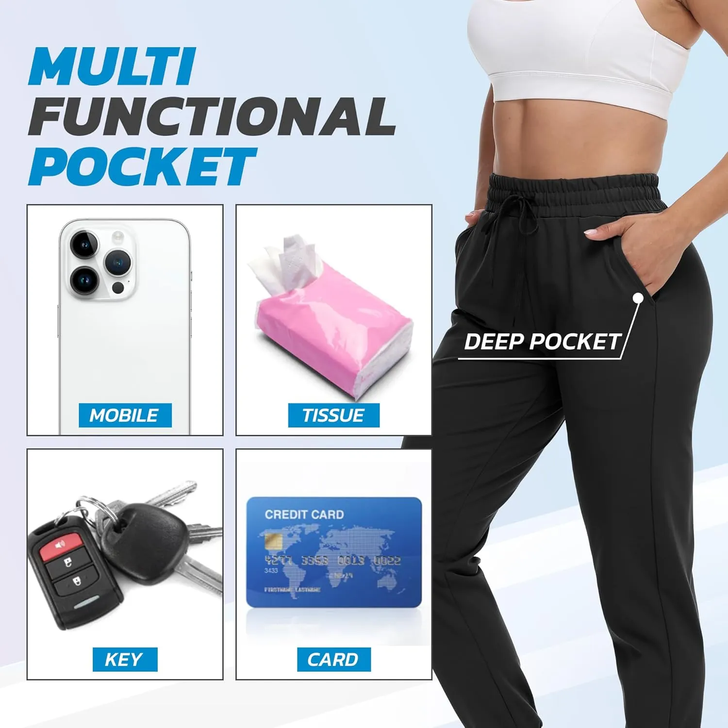 CAMPSNAIL 4 Pack Joggers for Women - Sweatpants with Pockets Lightweight Comfy Yoga Pants for Workout Travel Lounge