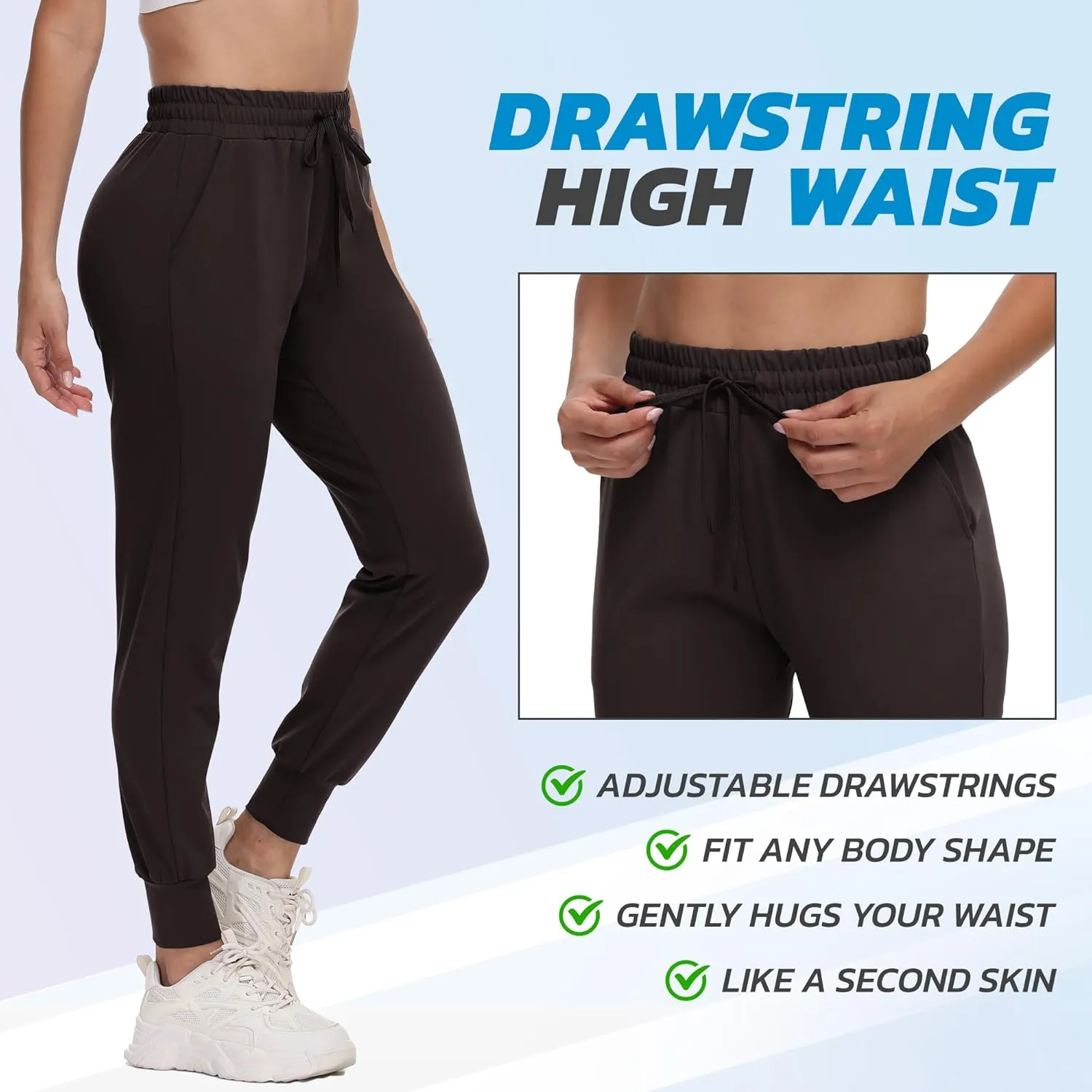 CAMPSNAIL 4 Pack Joggers for Women - Sweatpants with Pockets Lightweight Comfy Yoga Pants for Workout Travel Lounge