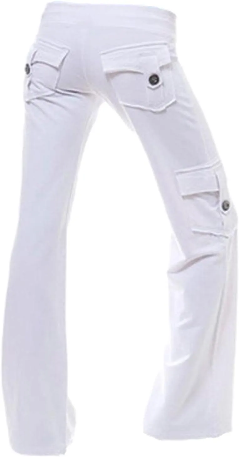 Cargo Yoga Pants for Women Plus Size High Waist Wide Leg Lounge Trousers Bootcut Flare Yoga Pant with Multi Pockets