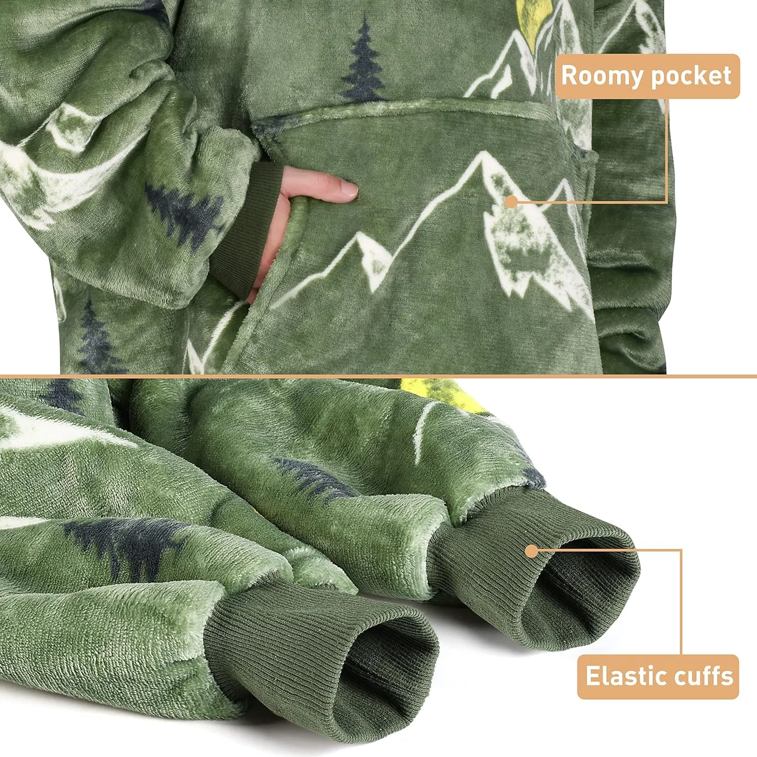 Catalonia Oversized Blanket Hoodie Sweatshirt, Wearable Sherpa Lounging Pullover for Adults Women Men