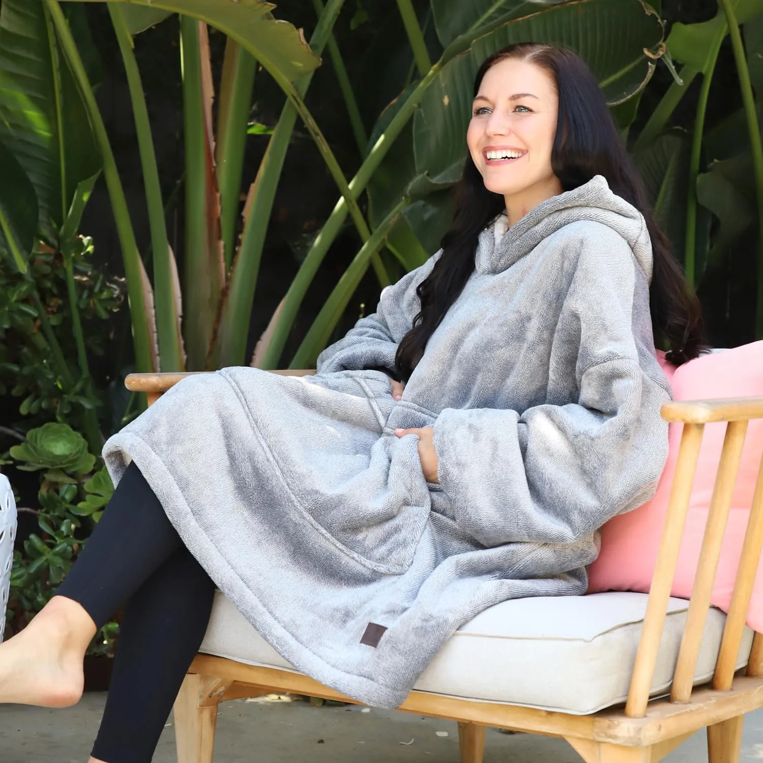 Catalonia Oversized Blanket Hoodie Sweatshirt, Wearable Sherpa Lounging Pullover for Adults Women Men