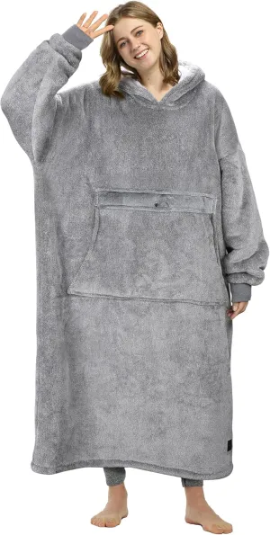 Catalonia Oversized Blanket Hoodie Sweatshirt, Wearable Sherpa Lounging Pullover for Adults Women Men