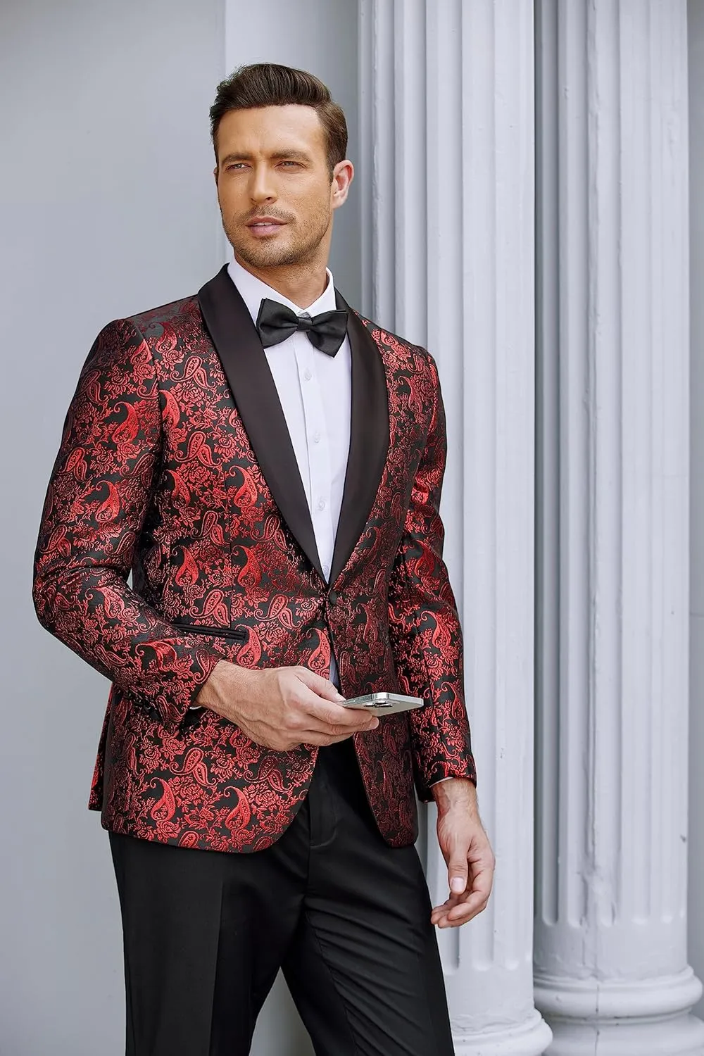 COOFANDY Men's Floral Tuxedo Jacket Jacquard Suit Jacket Slim Fit Blazer for Wedding, Prom, Dinner