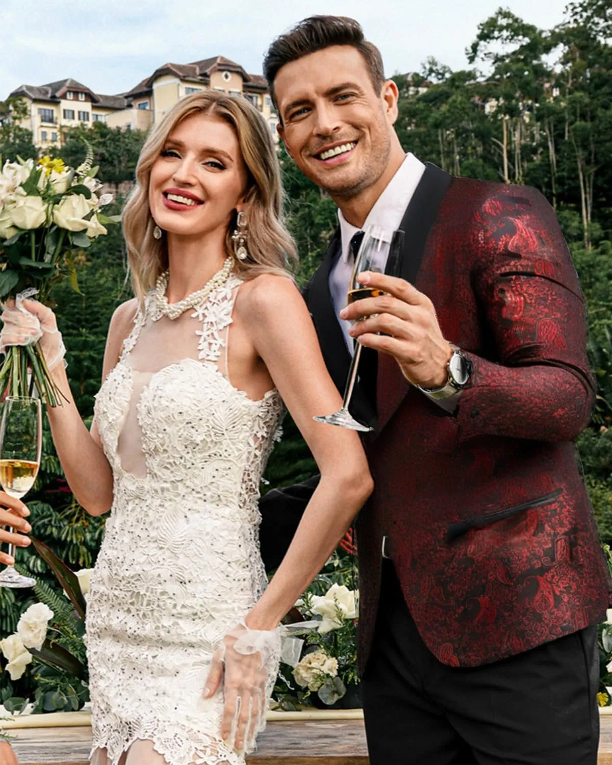 COOFANDY Men's Floral Tuxedo Jacket Jacquard Suit Jacket Slim Fit Blazer for Wedding, Prom, Dinner