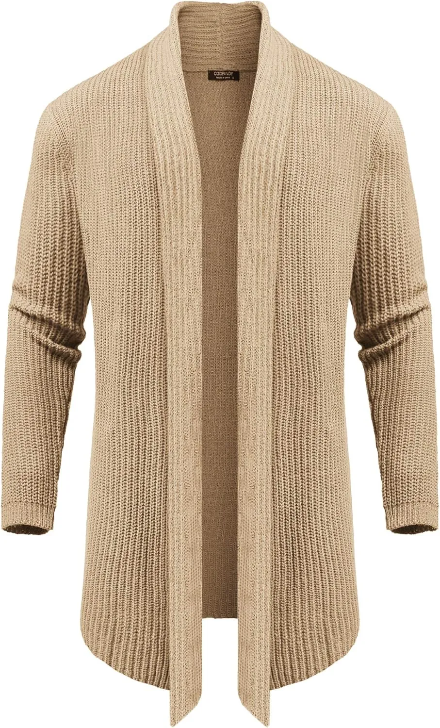 COOFANDY Mens Shawl Collar Long Cardigan Knit Ruffle Fashion Sweater Drape Cape