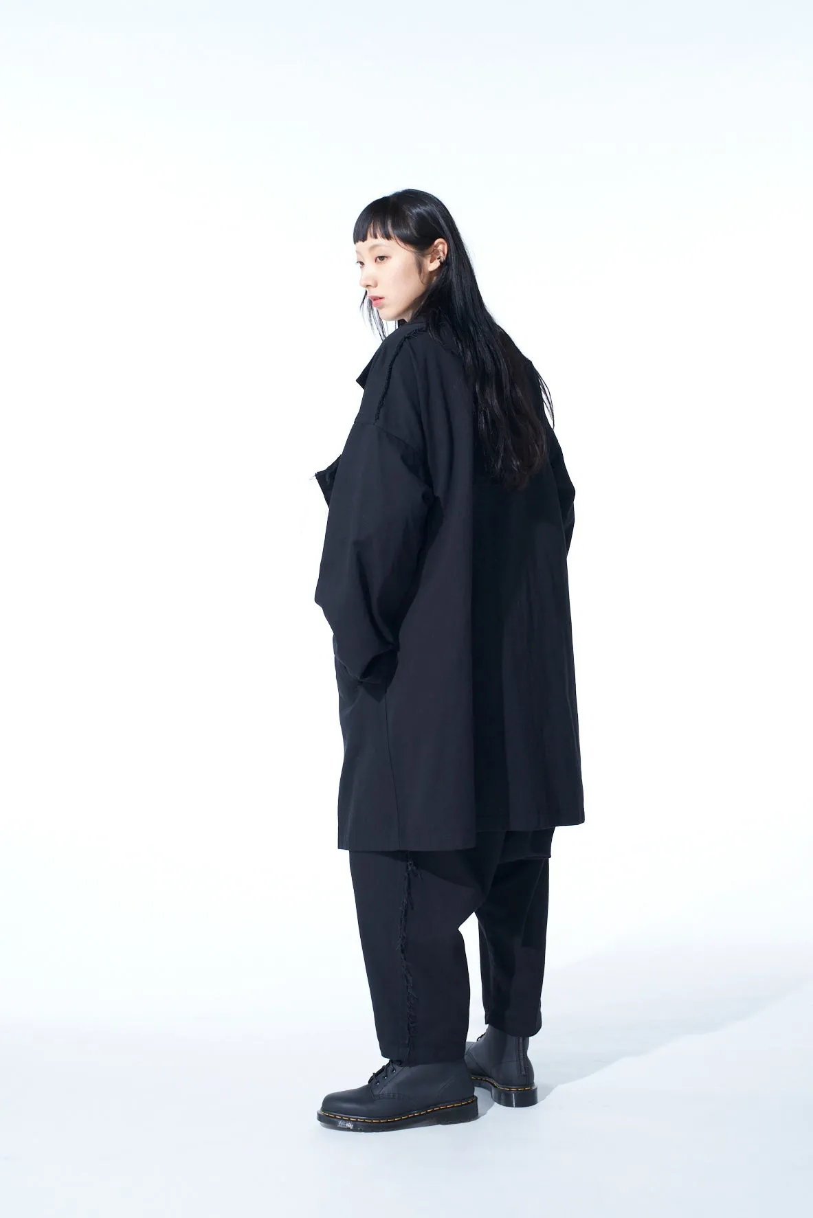 COTTON DRILL CUT-OUT DRAPE COAT