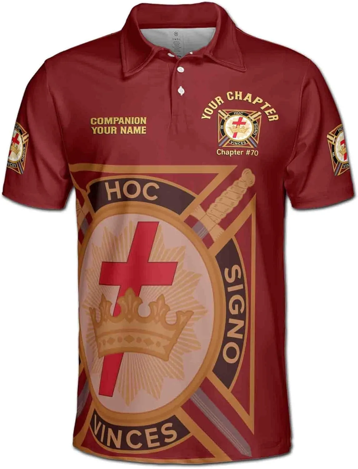 Customize Name Chapter Masonic Knights Templar Freemasonry Men's Polo Shirt
