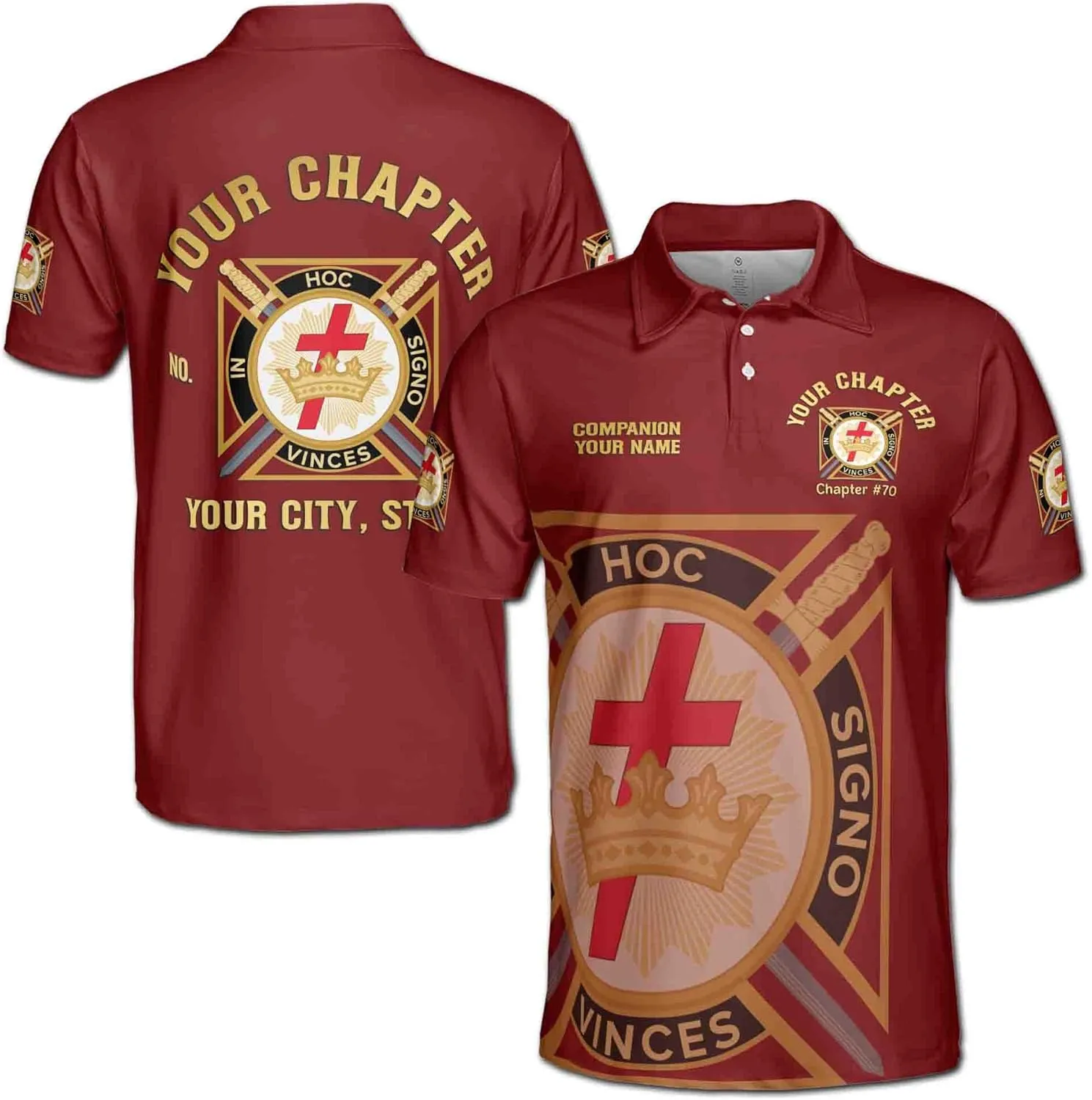 Customize Name Chapter Masonic Knights Templar Freemasonry Men's Polo Shirt