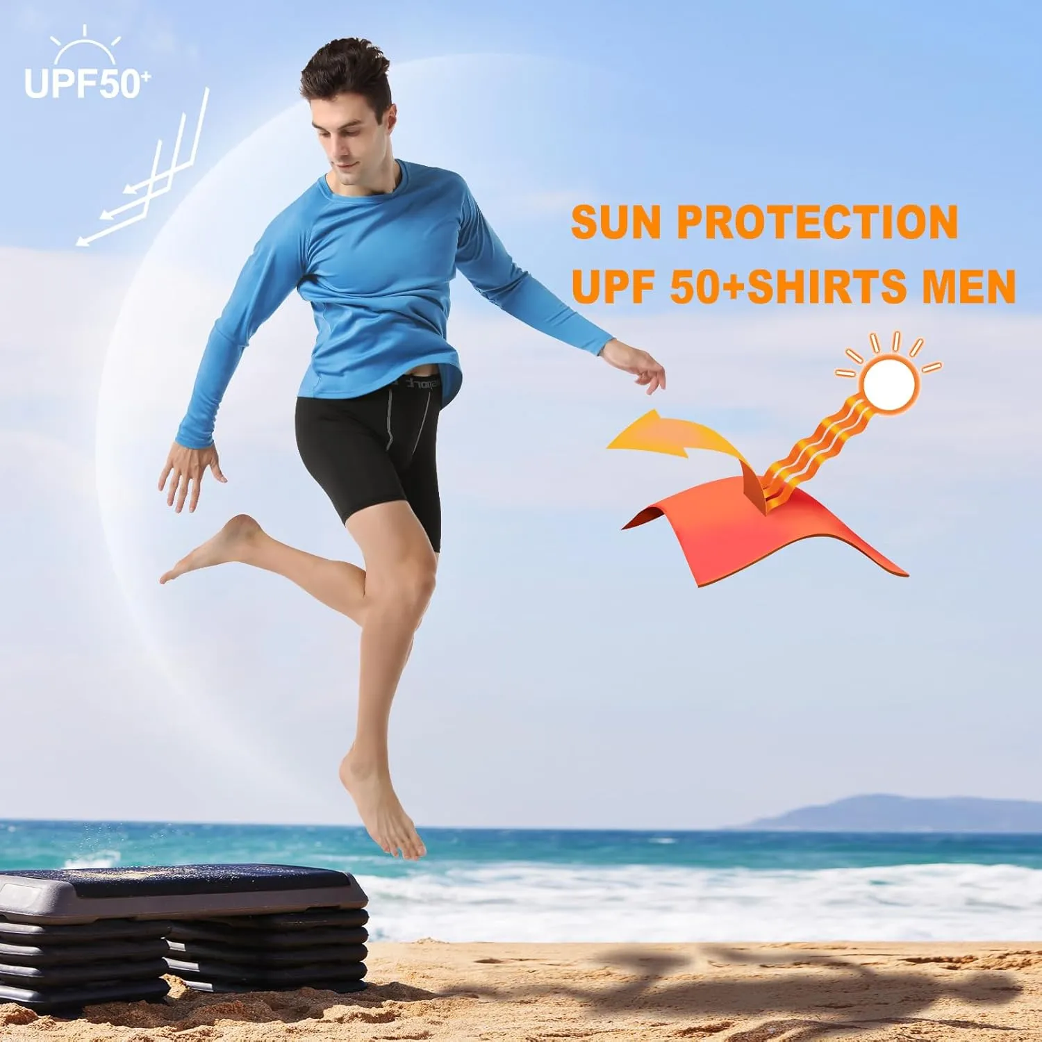 DAYOUNG Mens Zip Pullover UPF 50  Sun Protection Long Sleeve Hiking Fishing Outdoors Performance T-Shirt