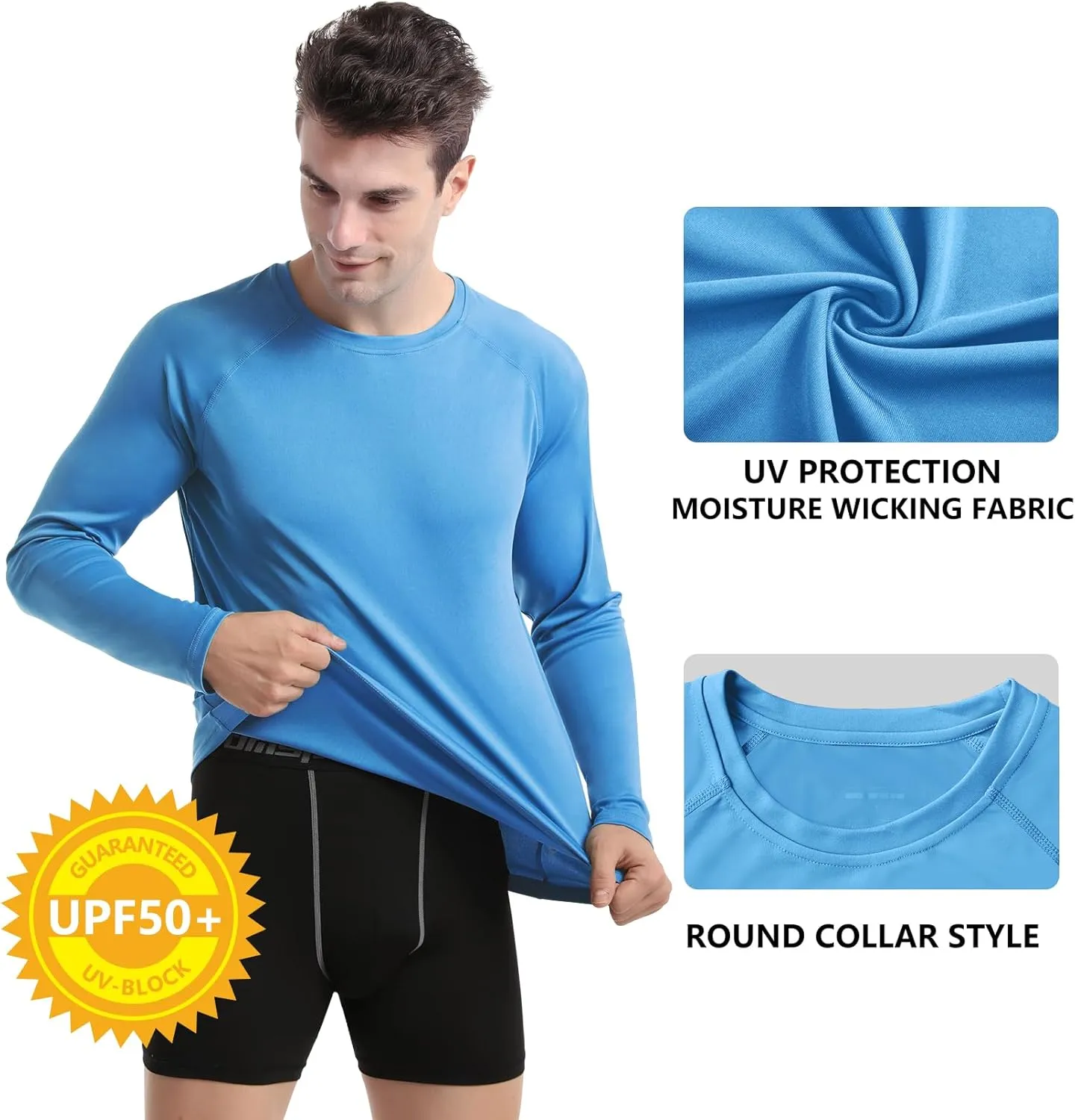 DAYOUNG Mens Zip Pullover UPF 50  Sun Protection Long Sleeve Hiking Fishing Outdoors Performance T-Shirt
