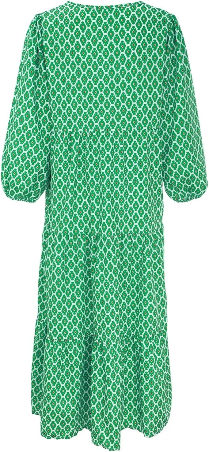 Eduavar Summer Dresses for Women 2024, Maxi Dress for Women Summer Boho Flowy Long Dress Short Sleeve Loose Fit Dress
