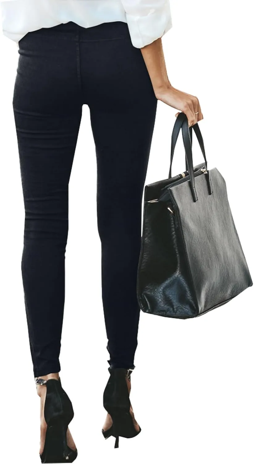 eoeioa Plus Size Leggings with Pockets for Women High Waisted Stretch Skinny Zipper Cropped Pencil Pants Stripe Tights Pants