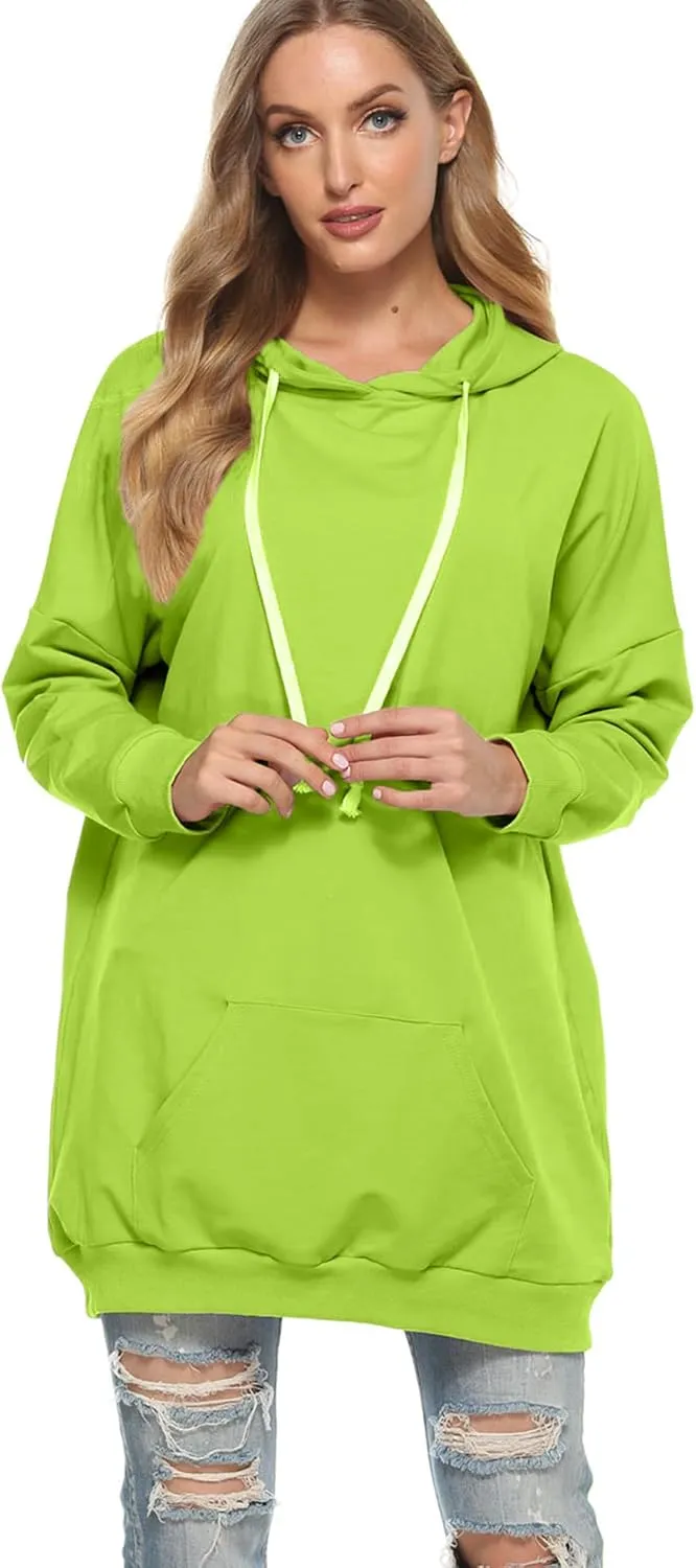 Famulily Womens Oversized Hoodie Extra Long Hooded Tunic Sweatshirt with Pockets
