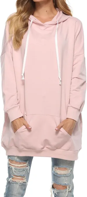 Famulily Womens Oversized Hoodie Extra Long Hooded Tunic Sweatshirt with Pockets