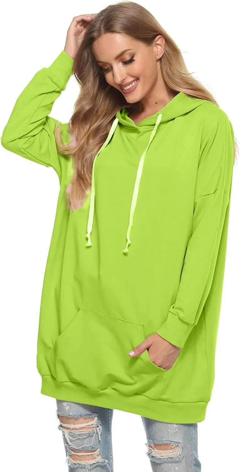 Famulily Womens Oversized Hoodie Extra Long Hooded Tunic Sweatshirt with Pockets