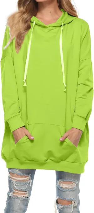 Famulily Womens Oversized Hoodie Extra Long Hooded Tunic Sweatshirt with Pockets