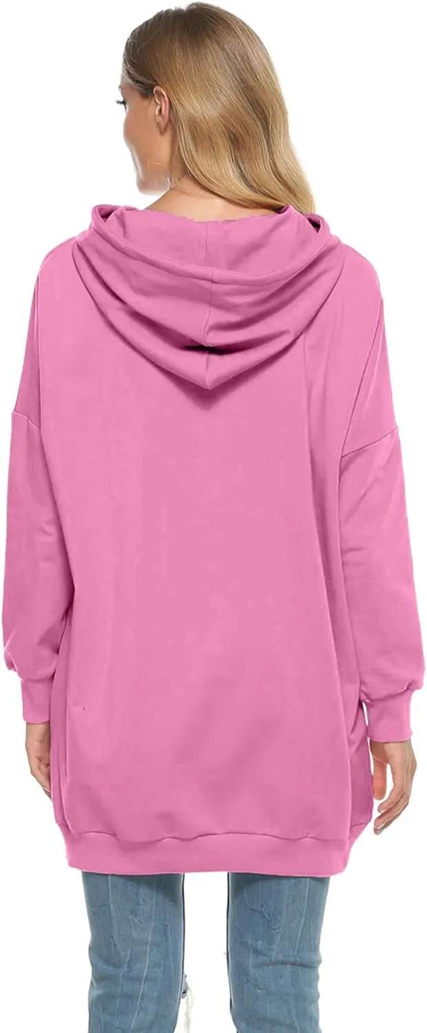 Famulily Womens Oversized Hoodie Extra Long Hooded Tunic Sweatshirt with Pockets