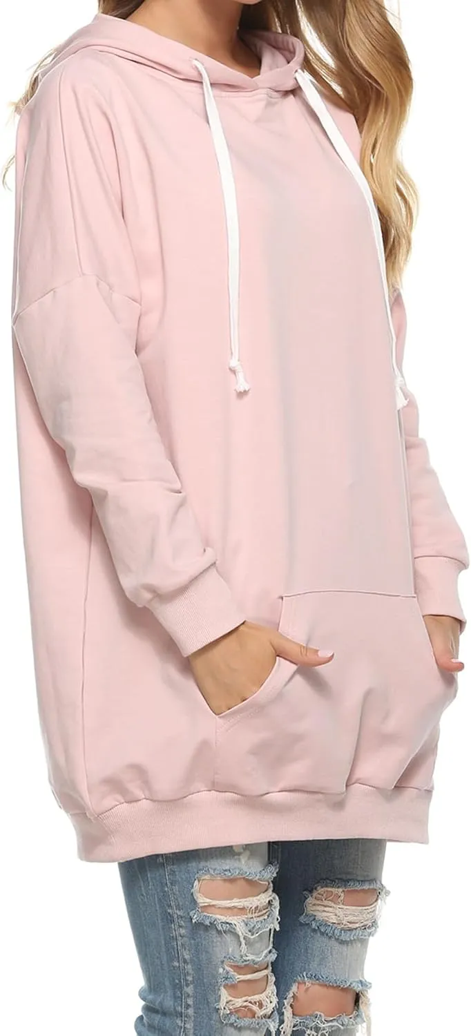 Famulily Womens Oversized Hoodie Extra Long Hooded Tunic Sweatshirt with Pockets