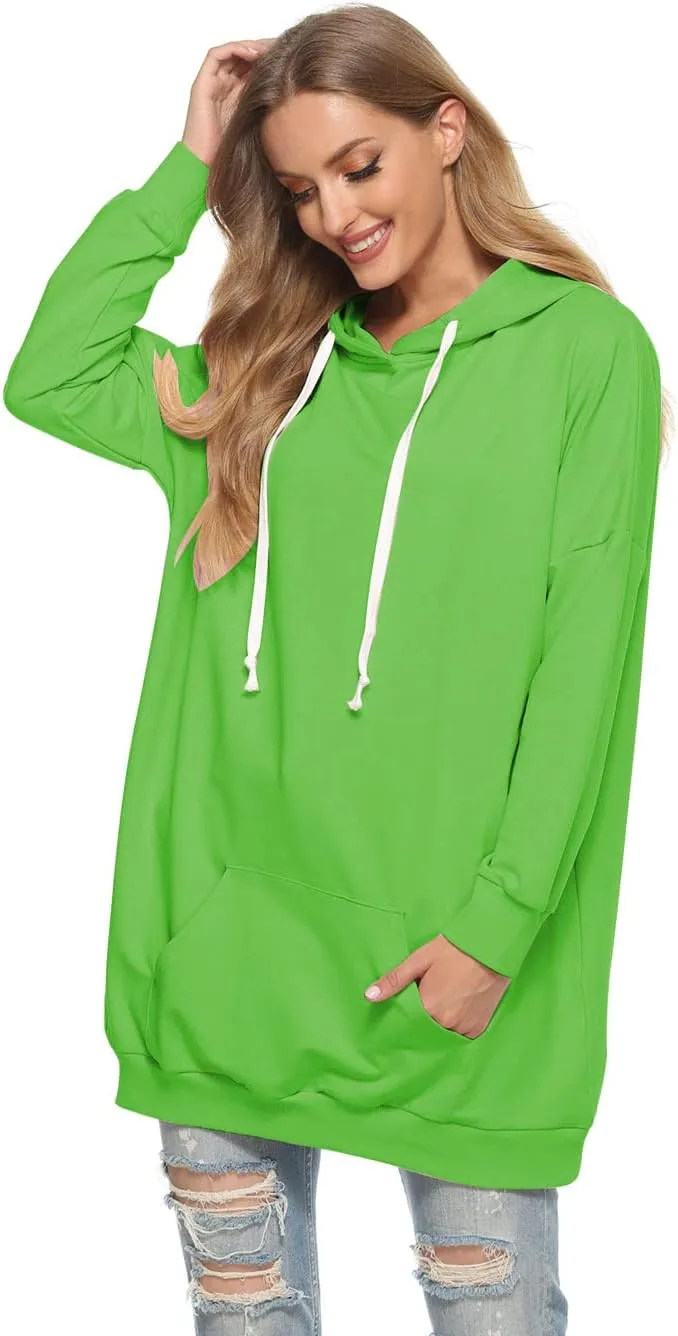 Famulily Womens Oversized Hoodie Extra Long Hooded Tunic Sweatshirt with Pockets
