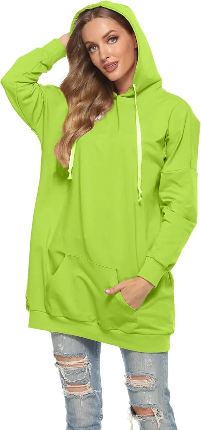 Famulily Womens Oversized Hoodie Extra Long Hooded Tunic Sweatshirt with Pockets