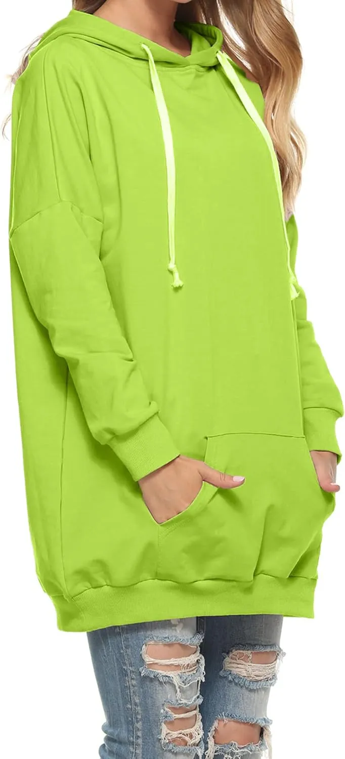 Famulily Womens Oversized Hoodie Extra Long Hooded Tunic Sweatshirt with Pockets